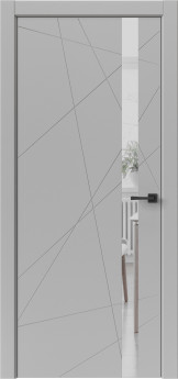 Дверь Геометрия Серый ПВХ зеркало графит. Серая ABS кромка.