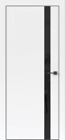 Дверь Прима Белый ПВХ чёрный лакобель. Чёрная ABS кромка.