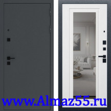 Входная дверь Алмаз-11 Зеркало | Графитовый серый